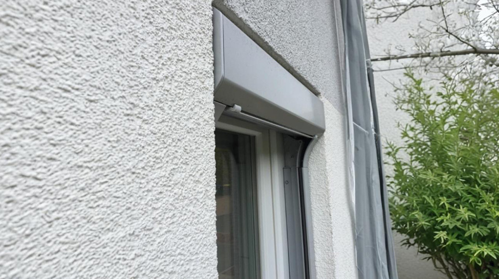 Rollladenkasten aus Aluminium am Fenster nachgerüstet